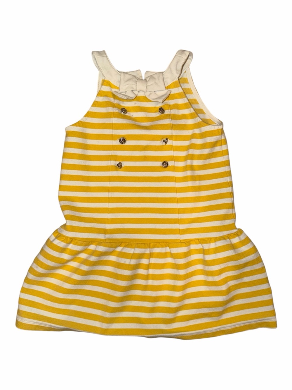 Janie and Jack Yellow and White Striped Bow-Front Sleeveless Dress